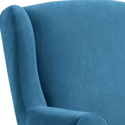 Ohrensessel aus Velours in Petrol - Edna