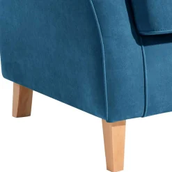Ohrensessel aus Velours in Petrol - Edna