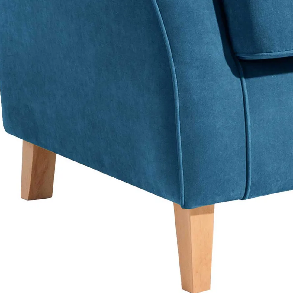 Ohrensessel aus Velours in Petrol - Edna