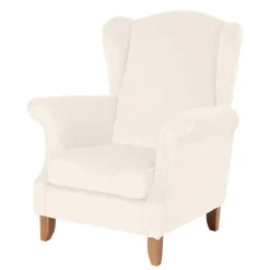 Ohrensessel in Cremefarben Samtvelours - Leviada