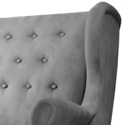 Ohrensofa in Hellgrau Samtbezug - Renero