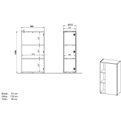 Ordnerschrank in Hellgrau und Wildeiche Optik - Chiron