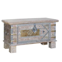 Orient Design Truhe in Antikweiß mit Bronze - Abraham