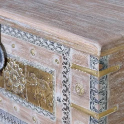 Orient Design Truhe in Antikweiß mit Bronze - Abraham