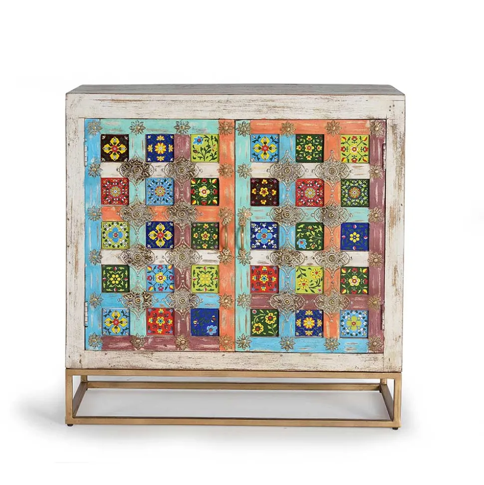 Oriental Design Türen-Kommode in Holz White Wash - Jula