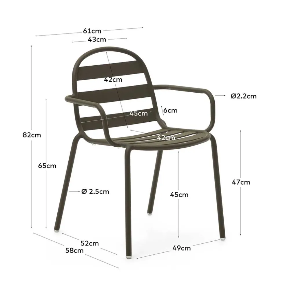 Outdoor Armlehnenstühle in Graugrün - Ocna (4er Set)
