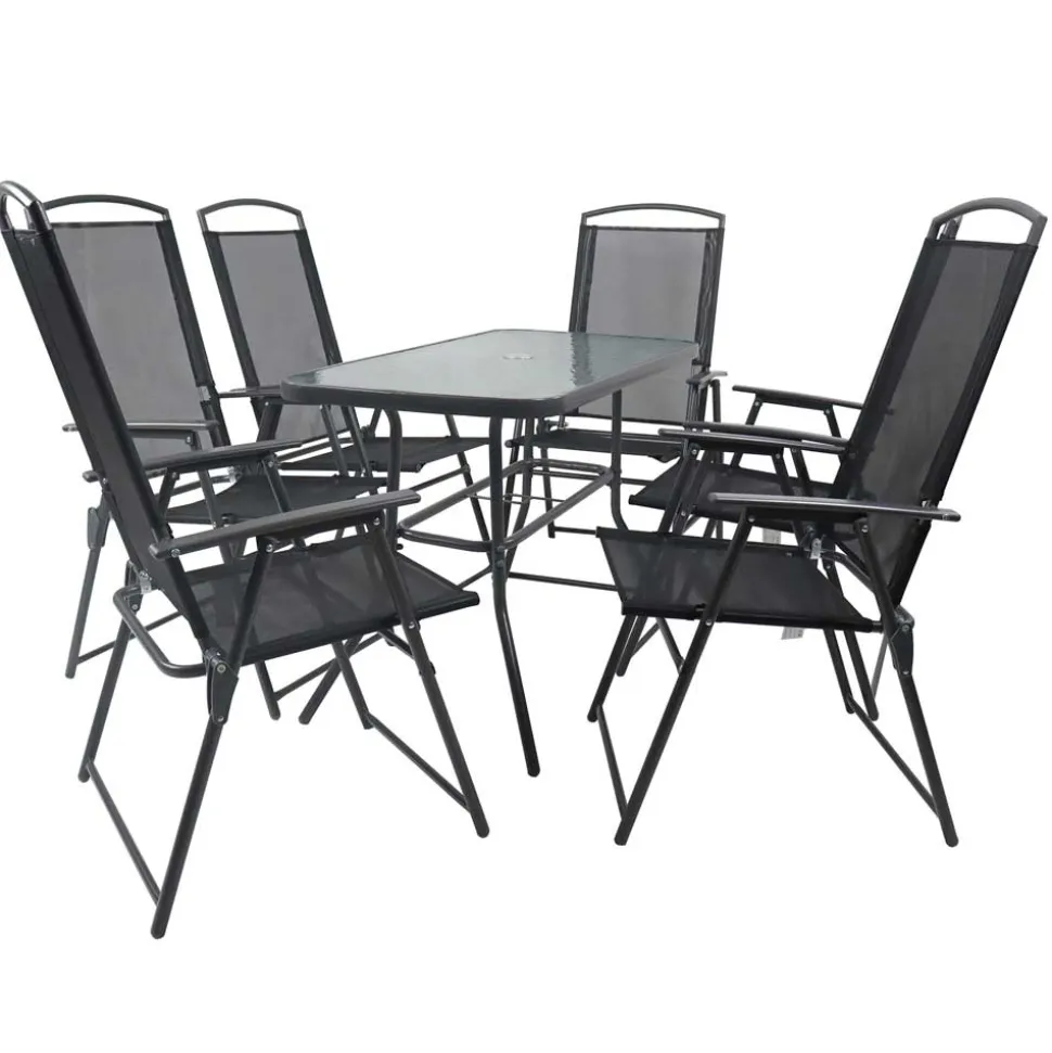 Outdoor Tisch & Klappstühle Set - Alcamo (siebenteilig)