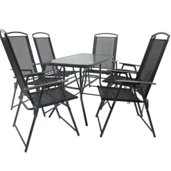 Outdoor Tisch & Klappstühle Set - Alcamo (siebenteilig)