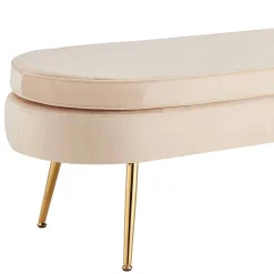 Ovale Polsterbank in Beige & Gold - Mamoud