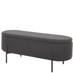 Ovale Truhenbank in Anthrazit Boucle - Comoto