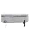 Ovale Truhenbank mit Cord Bezug in Hellgrau - Marcez