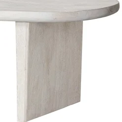 Ovaler Couchtisch in Creme aus Massivholz - Nuvellas