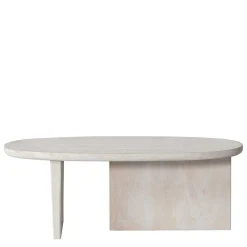 Ovaler Couchtisch in Creme aus Massivholz - Nuvellas