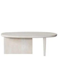 Ovaler Couchtisch in Creme aus Massivholz - Nuvellas