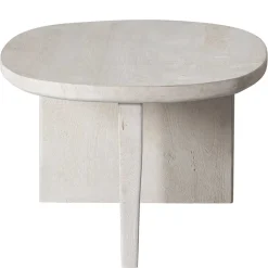 Ovaler Couchtisch in Creme aus Massivholz - Nuvellas