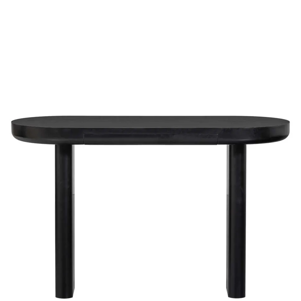 Ovaler Design Schreibtisch in Schwarz Holzoptik - Belinda