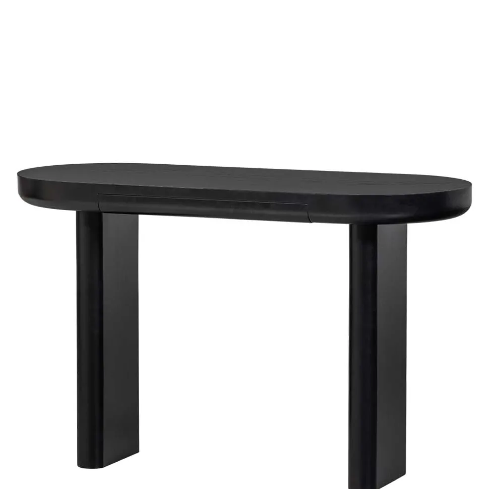 Ovaler Design Schreibtisch in Schwarz Holzoptik - Belinda