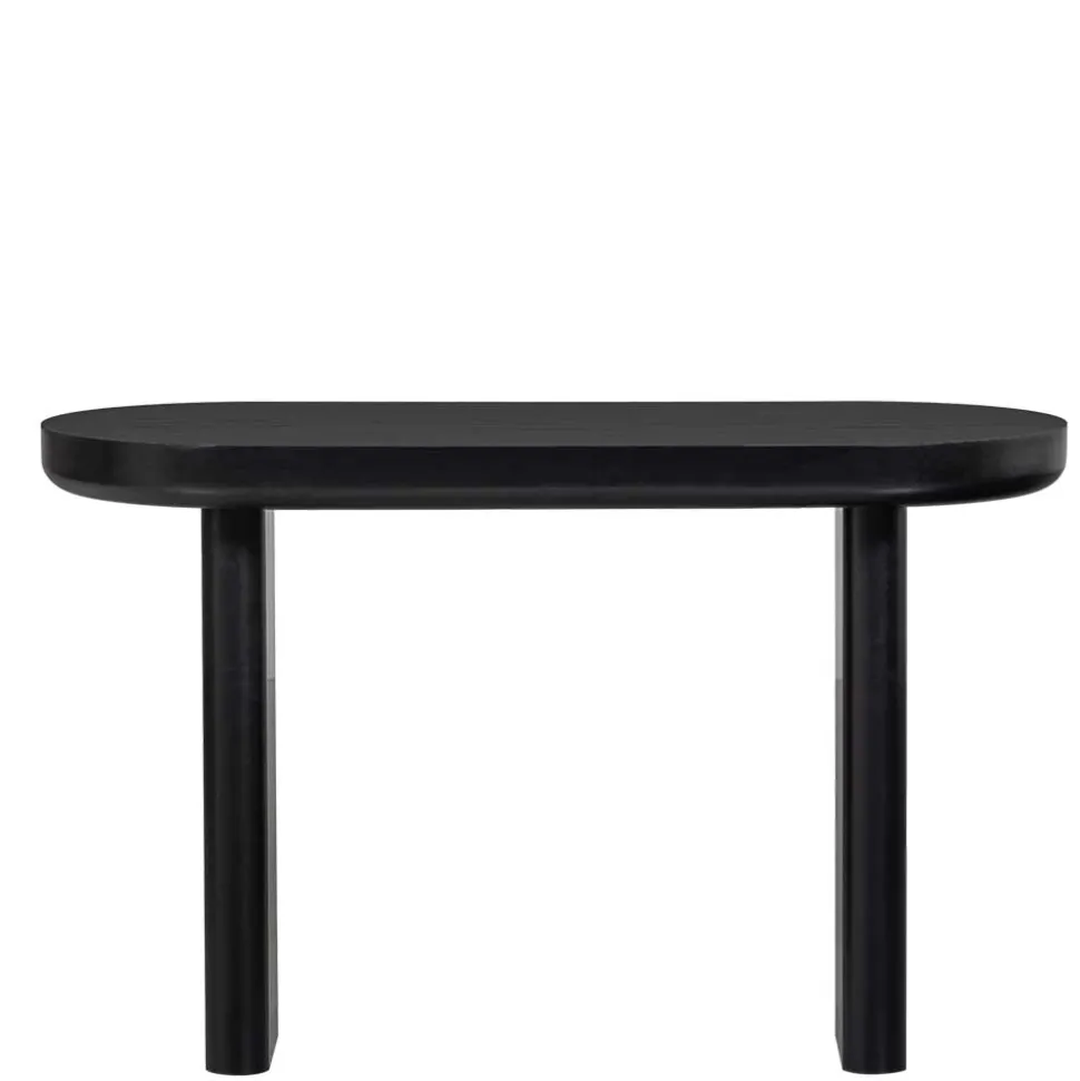 Ovaler Design Schreibtisch in Schwarz Holzoptik - Belinda
