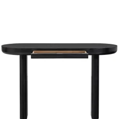 Ovaler Design Schreibtisch in Schwarz Holzoptik - Belinda