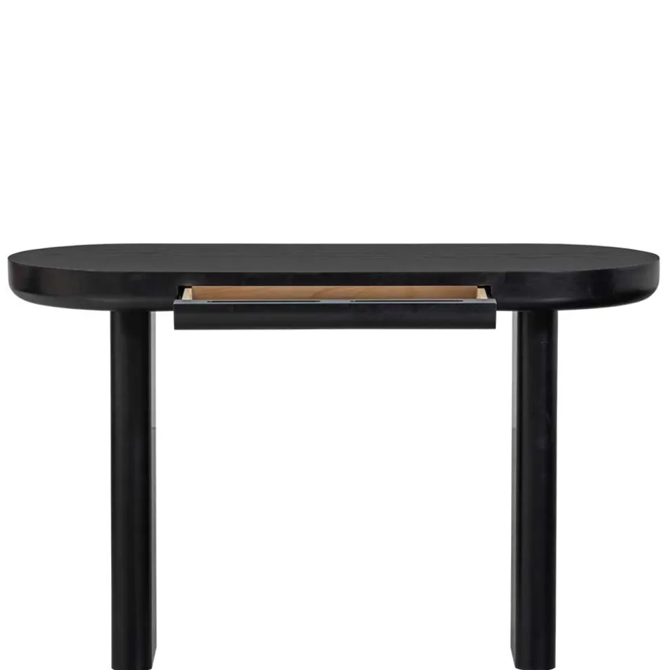 Ovaler Design Schreibtisch in Schwarz Holzoptik - Belinda