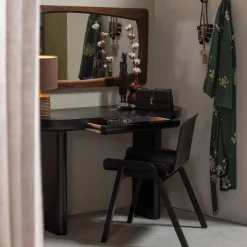 Ovaler Design Schreibtisch in Schwarz Holzoptik - Belinda