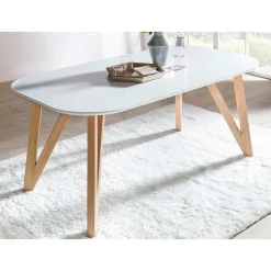 Ovaler Designtisch in Weiß & Eichefarben - Calypso