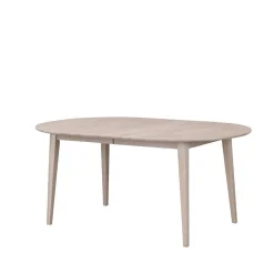 Ovaler Esstisch Eiche White Wash & 4 Stühle Pessoa mit Webstoff Grau (fünfteilig)