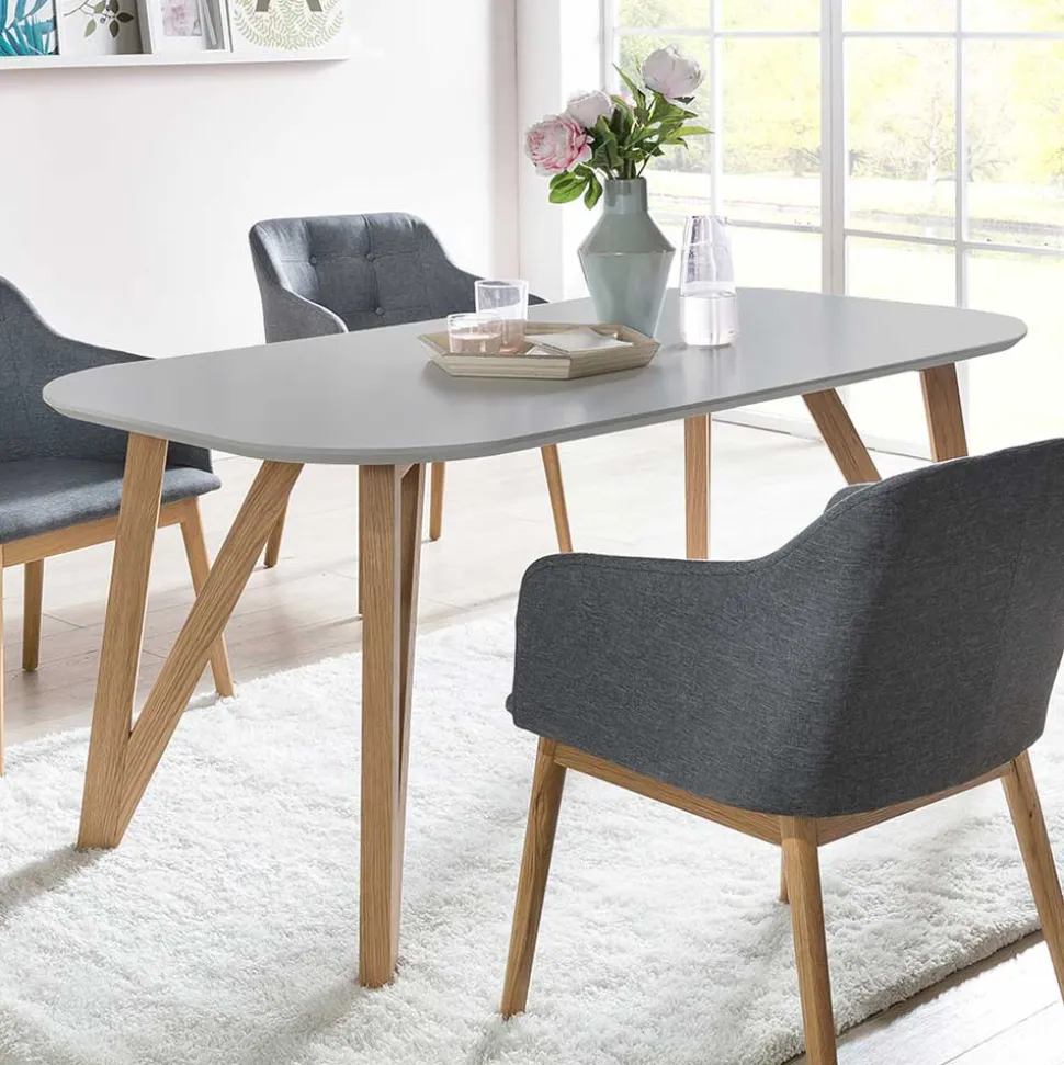 Ovaler Esszimmer Esstisch in Grau & Eichefarben - Mevyda