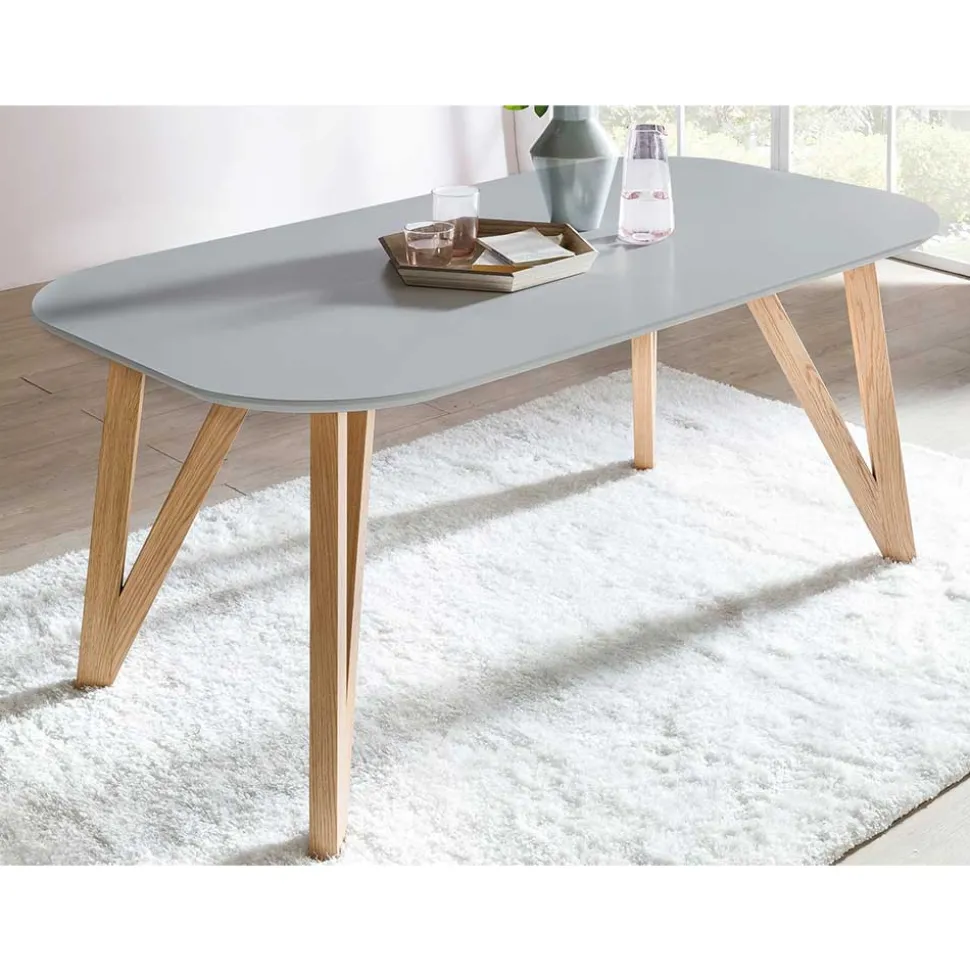 Ovaler Esszimmer Esstisch in Grau & Eichefarben - Mevyda