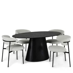 Ovaler Esszimmertisch in Schwarz Eiche - Vuschea