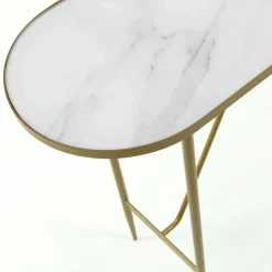 Ovaler Konsolentisch mit Glas Marmoroptik - Bremona