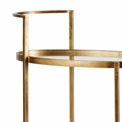 Ovaler Serviertisch Burina auf Rollen in Messing mit Glas