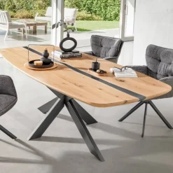 Ovaler Wildeichetisch mit Epoxid-Harz-Einlage - Tyvoria