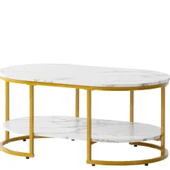 Ovaler Wohnzimmertisch im Marmor Look - Narkus