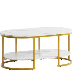 Ovaler Wohnzimmertisch im Marmor Look - Narkus