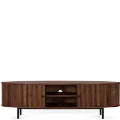 Ovales Retro TV Lowboard aus Akazie - Chalil