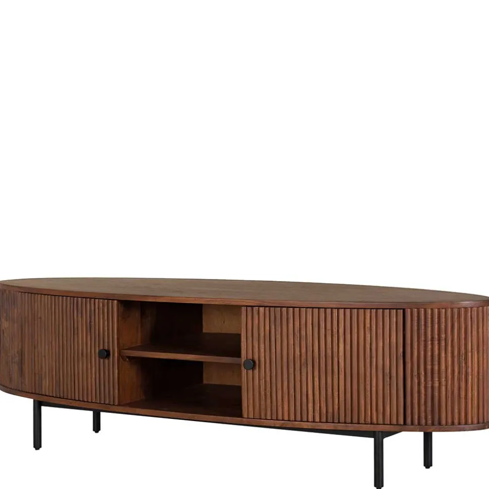 Ovales Retro TV Lowboard aus Akazie - Chalil