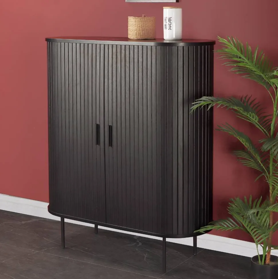 Ovales Schiebetüren-Highboard im Retro Design - Lurymav