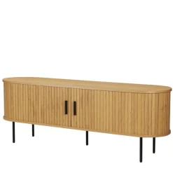 Ovales TV-Board mit Schiebetüren - Barnetta