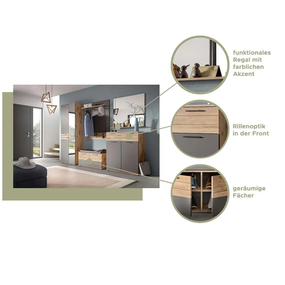 Paneel Garderobe mit Stange & 6 Haken - Catamaron