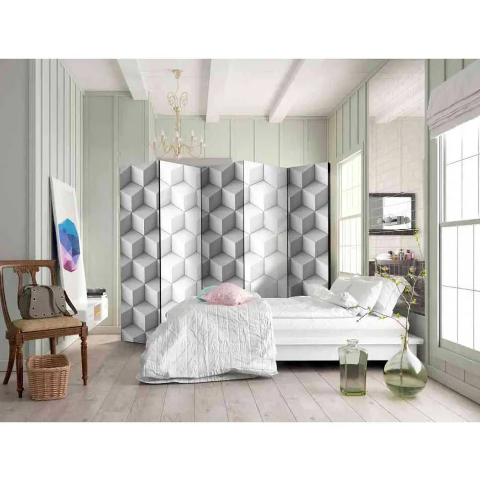 Paravent Deko-Raumteiler mit Würfel Motiv - Profi