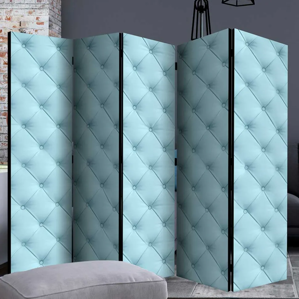 Paravent im Chesterfield Look in Hellblau - Prenzla