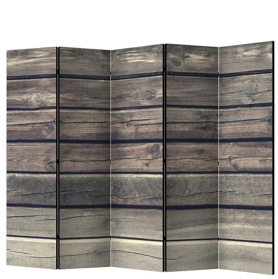 Paravent in Bretter Wand Optik - Cremo