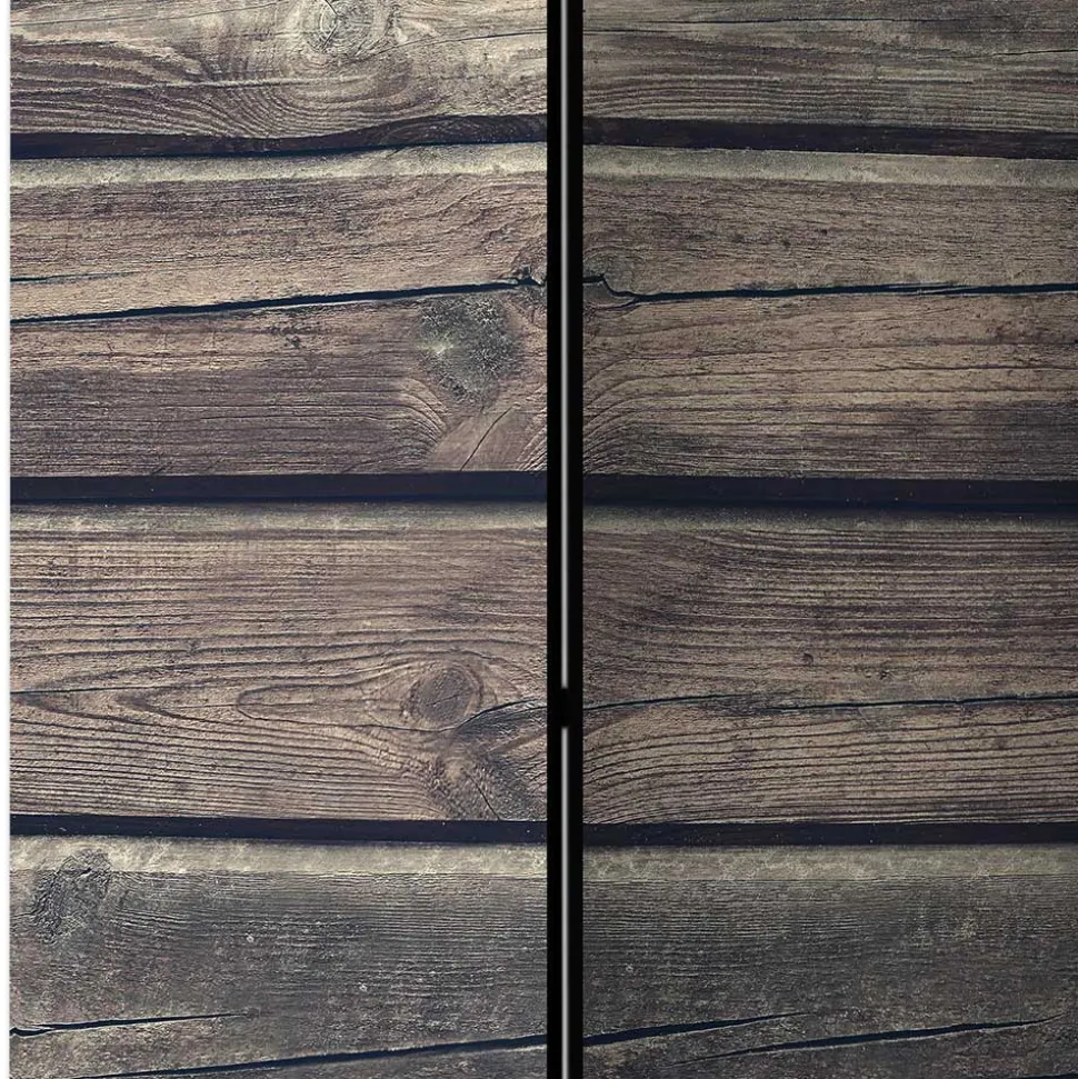 Paravent in Bretter Wand Optik - Cremo