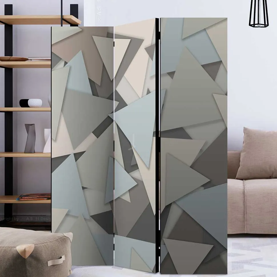Paravent in Grautönen Dreiecke Muster - Trinity