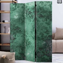 Paravent in Grün Grau Ornament - Vilma