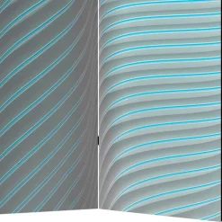 Paravent in Türkis & Grau - Optima