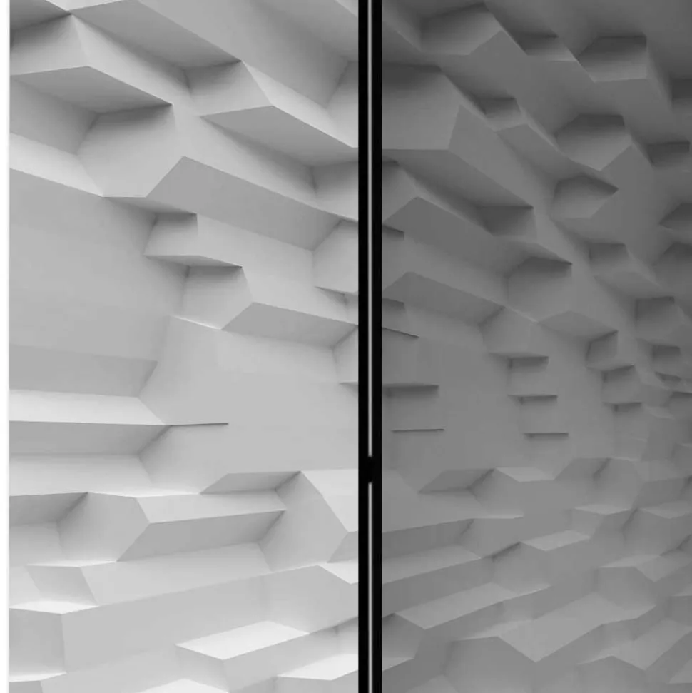 Paravent mit 3D Musterdruck Weiß Grau - Jainey