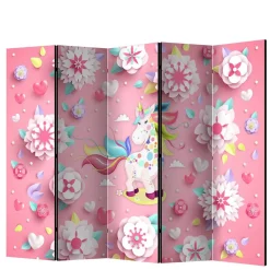 Paravent mit Einhorn Motiv in Rosa Bunt - Olenka