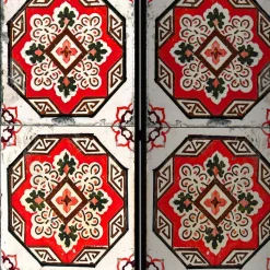 Paravent mit Kachelmuster in Rot Weiß Schwarz - Vibka